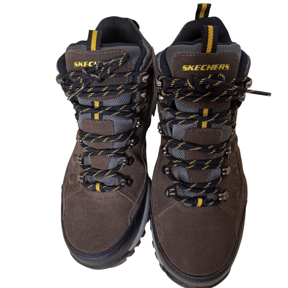 Skechers Mens Leather Boots Waterproof Memory Foam 7.5 Extra Wide bv - Picture 4 of 10